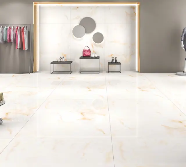 White Marble Look Boutique with large glossy tiles